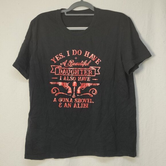 770/3. T-Shirt Short Sleeve Black Red Sz L - Picture 1 of 6